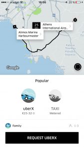 Uber Athens airport to Alimos Marina